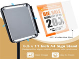 Adjustable Floor Standing Sign Holder, 8.5"x11" Front Loading Snap Frame with 360&deg Rotatable 65070845