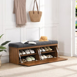 ZNTS 49" Storage Bench Storage Cabinet Storage Ottoman with Adjustable Shelves, Padded Seat Cushion and N719P189586E