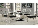 Set of 2 Microfiber and Metal Side Chairs in Silver and Black Finish B016P156808