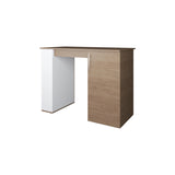 White and Natural Oak Kitchen Island with 1-Door and Open Storage B062P290292