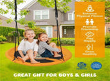 Yellow 40" Saucer Tree Swing, 2 Hanging Ways 360&deg Rotation Adjustable Ropes 46.5"-68" 18089705