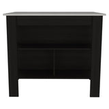 Cala Kitchen Island, Four Legs, Three Shelves -Black / Ibiza Marble B20092007