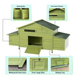 11.12 ft Large Wooden Chicken Coop with 2 Free-Range Doors, 2 Nesting Boxes & Perch Outdoor Hen W773P339175