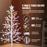 4ft With Stars On Top, Snowy Fir Shape, Plastic Material, 80 Lights, Warm Colors, Four Colors, 8 80169324