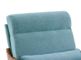 High Back Solid Wood Armrest Backrest Iron Frame Linen Indoor Leisure Chair Teal 72413799