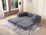 Convertible Sleeper Sofa Bed with Cylindrical Pillow - Corduroy Folding Mattress Couch with W3199P277911