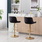 Chrome Footrest and Base Swivel Height Adjustable Mechanical Lifting Velvet Golden Leg Simple Bar W124956165