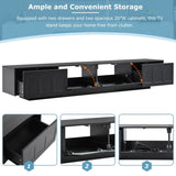 ON-TREND TV Stand with Fluted tempered Glass Doors for TVs Up to 95'', Functional Media Console with WF531672AAB