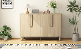 TREXM 4-Door Buffet Cabinet with Storage, Wood Sideboard Cabinet with Unique Arc Handles and N715P264916D