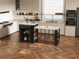 Extendable island console with drawers, double-door cabinet, and open shelving. Serves as dining 68266575