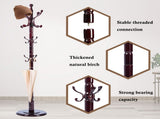 Freestanding Wooden Coat Rack, Vintage Natural Birch Wood Coat Tree with Hooks, Sturdy Hall Tree for 07269466