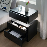 LED Nightstands 3 Drawer Dresser for End Table with Acrylic Board LED Bedside Tables for 00962612