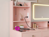 LED Tri-Color Lighting Dressing Table Set Particleboard Textured Melamine Finish Dressing Table 46574011