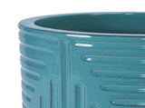 Handmade Ceramic Planter, 16 Inch Diameter, Teal Green with Textured Groove Pattern, for Monstera W3273P326368