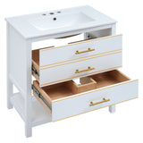 Modern 30inch Navy Blue/White Bathroom Vanity Cabinet Combo with Open
Storge, Two Drawers WF320373AAK