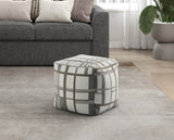 Square Pouf Multi-Color Jacquard Fabric Upholstery Modern Ottoman, Footstool, Non-Slip Floor Pouf, B011P251651