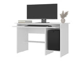 Koyuk Computer Desk with Sliding Keyboard Tray, Lower Storage Shelf and CPU Compartment, White B097P474288