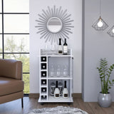 Vegas Bar Cart, Two Tier Cabinet With Glass Door, Six Cubbies For Liquor B128P176147