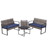 4 Piece Outdoor PE Wicker Furniture Set, Patio Gray Rattan Sectional Sofa Couch with Washable T2712P343643
