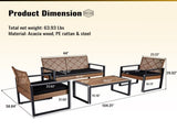 4-Piece Patio Furniture Set Outdoor Balcony Porch Garden Backyard Lawn Furniture Acacia Wood Table W2391P149818