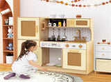 Kids Wooden Kitchen Playset 3 with Fridge Sink Washing Machine with Realistic Light Sound Rattan 94982897