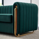 Contemporary Velvet Sofa Couch 84.25''W for Living Room, Green W57946169