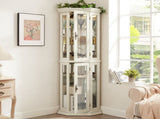 Lighted Corner Curio Cabinet - Glass Display Shelf with Tempered Glass Doors, Adjustable Shelving, W1758P300131