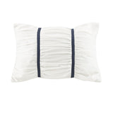 7 Piece Printed Seersucker Comforter Set with Throw Blanket Blue King/Cal King B03597122