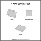 4 Piece Jacquard Quilt Set with Throw Pillow Navy King/Cal King B03597588