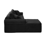 Full-Compression Chaise Lounge Set Modular Corduroy Sectional with Arched Armrests, Non-Slip Base, 92584899