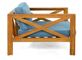 Outdoor Acacia Wood Club Wooden Armchair with Cushions , Conversation Set,Teak Finish,Blue N770P264304T