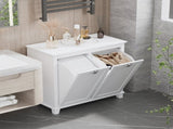 Tilt-Out Laundry Sorter Cabinet, Bathroom Storage Organizer white-AS Prohibited 20011717