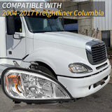 Headlights Assembly Fit For 2004-2017 Freightliner Columbia, Chrome Housing And Amber Reflector W1155P284482