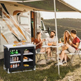 Black Camping Kitchen Table with Storage Shelves 09516532
