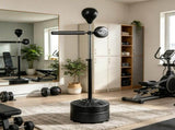 Black 64-81in Adjustable Free Standing Punching Bag Suction Cup Speed Reaction Bar Station for Home 59711389