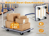 Folding Hand Truck, Heavy-Duty Metal Push Cart with 330LBS Weight Capacity, Non-Slip 66699745