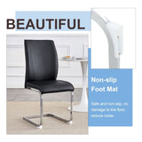 Luxury Simple Arch Chair - Set of 2 Black PU Material High Resilience Dining Chair with Arched Metal W1151P154868