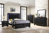 1pc Modern Glam Style Black Finish Glam Seven Drawer Dresser Embossed Crocodile Pattern Wooden B011P217897