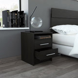 ZNTS Rowley 2-Drawer 1-Shelf Rectangle Nightstand Black Wengue B06280357