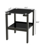 ZNTS 2-piece Black Tempered Gass End Table Set, Sofa table with 2-layer Storage Shelf W1718109232