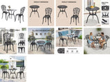 3 PCS Outdoor Bistro Set, All-Weather Cast Aluminum Butterfly Bistro Table and Chairs Set of 2, 37225764