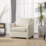 Ada 38" Flared Arm Contemporary Armchair with Lumbar Pillow, Flax White Linen B2719P238346