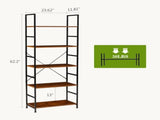 5-Shelf Wood and Metal Storage Shelf with Adjustable Feet, Waterproof & Scratch-Resistant, Rustic 60305599