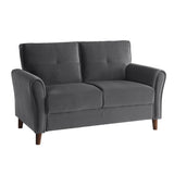 Gray Velvet Upholstery 1pc Comfort Loveseat Plush Seatbacks Tufted Detail Solid Wood Frame Modern B011P204913