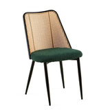 Green Rattan Dining Chairs Set of 4,Boucle Chairs with Natural Cane Back, Upholstered Dining Room W1164P218674