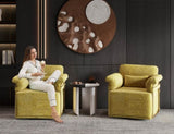 360 Degree Square Swivel Accent Sofa Chair,Fluffy Fabric Lounge Wide Upholstered Reading Chair with W2012P319077