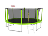 12FT Trampoline Green for Kids & Adults with Basketball Hoop and Ball ,Recreational Trampolines with K1163139545
