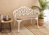 Tulip Patio Garden Bench Metal Park Bench Cast Aluminum Outdoor Furniture with Floral Rose for W640P250987