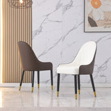 Dining Chairs Set of 2, Chair with PU Leather White and brown metal legs for Living Kitchen 52041293