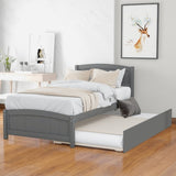 Twin size Platform Bed with Trundle, Gray WF194304AAE